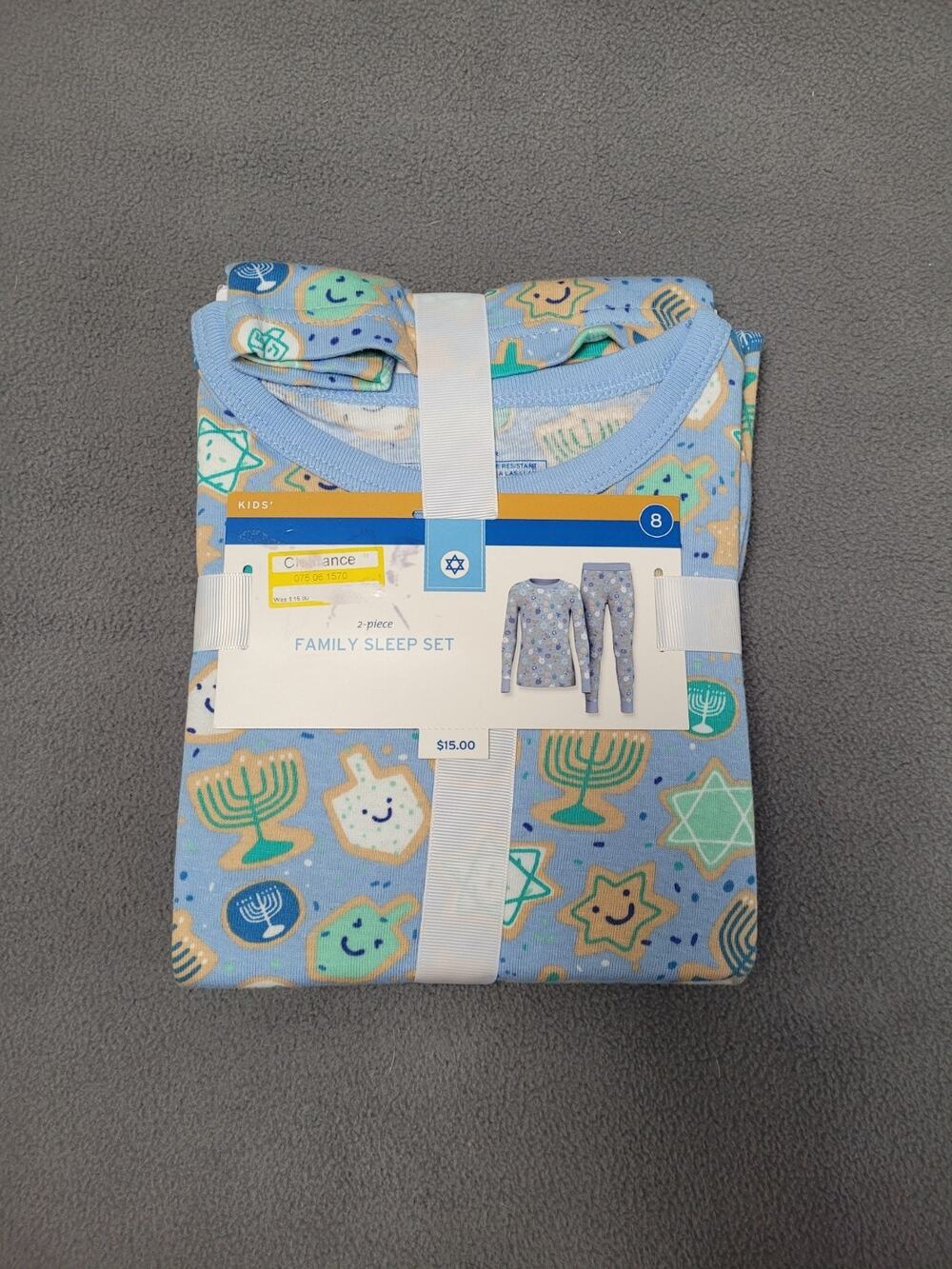 Kids Hanukkah Matching Pajama Set 100% Cotton 2 Piece Set Size 8